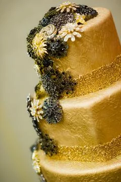 Gold Layer Wedding Cake Foto stock