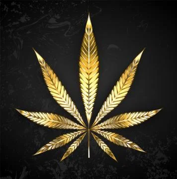 Gold leaf cannabis Stock Illustration