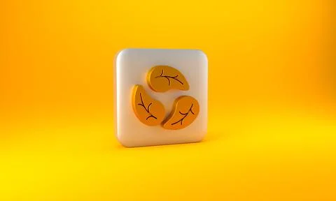 Gold Leaf icon isolated on yellow background. Leaves sign. Fresh natural prod Illustrazione stock