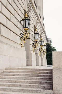 Gold Leaf Plated Lanterns At The EPA Building Stock Photos