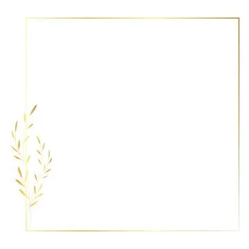 Gold Leaf Square Frame. Stock Illustration