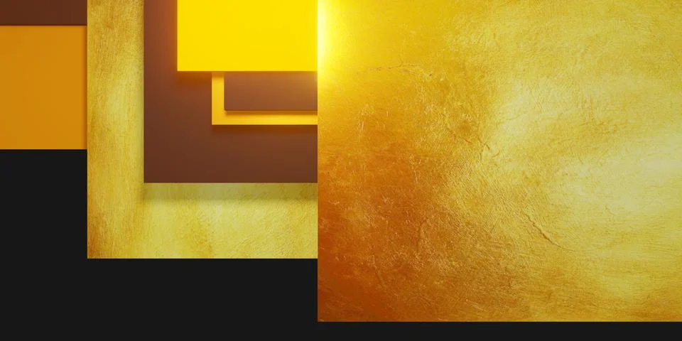 Gold leaf texture background black and yellow frame floor level elegant power Stock Illustration