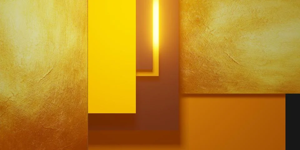 Gold leaf texture background black and yellow frame floor level elegant power Stock Illustration