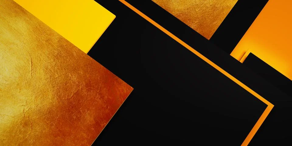 Gold leaf texture background black and yellow frame floor level elegant pow.. Stock Illustration