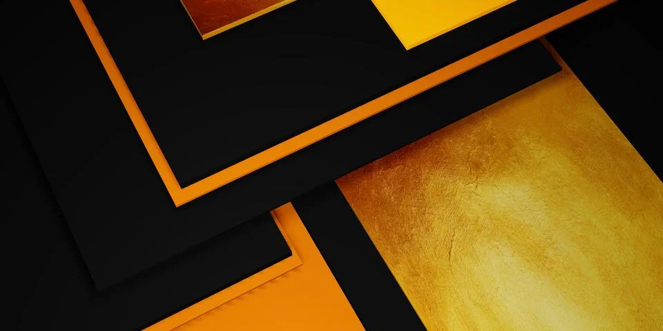 Gold leaf texture background black and yellow frame floor level elegant pow.. Stock Illustration