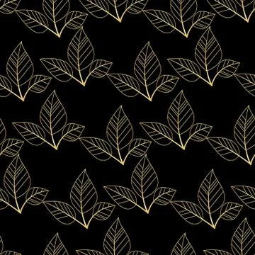 Gold leaves seamless Stock Illustration