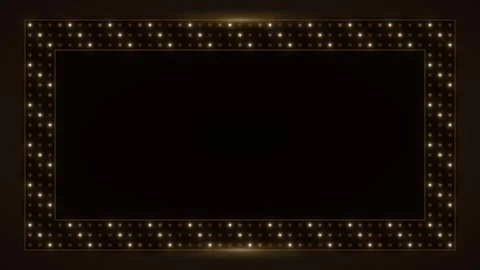 Gold led light frame border with glowing bulbs for luxury event invitations.. 库存影片 344858728