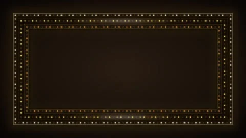 Gold led light frame border with glowing particles for luxury event backgroun Stock Footage 344858739