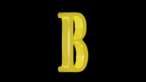 Gold letter B isolated on alpha channel, seamless loop Stock Footage 76686698