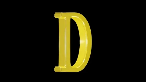 Gold letter D isolated on alpha channel, seamless loop Stock Footage 76814505