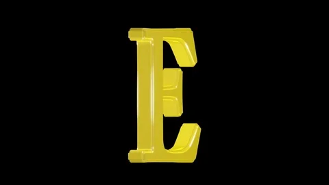 Gold letter E isolated on alpha channel, seamless loop Stock Footage 76814509