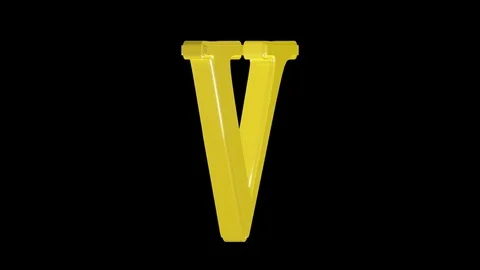 Gold letter V isolated on alpha channel, seamless loop Stock Footage 76814633