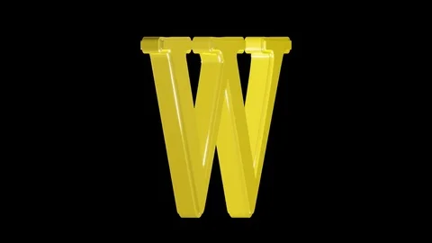 Gold letter W isolated on alpha channel, seamless loop Stock Footage 76814656