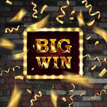 Gold light Big Win retro signboard Illustrazione stock