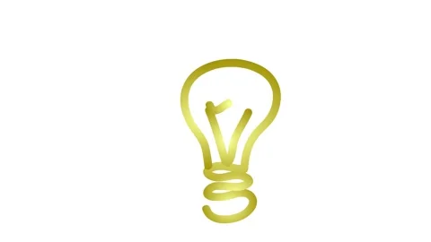 Gold light bulb drawn white Video stock 248306087