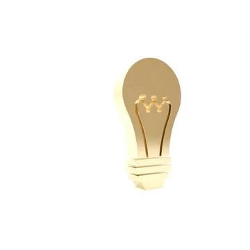 Gold Light bulb icon isolated on white background. Energy and idea symbol. La Stock Illustration