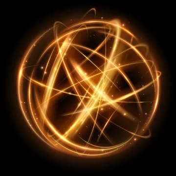 Gold light circle effect on black background Stock Illustration