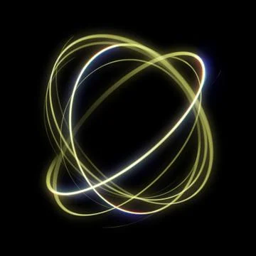 Gold light circle in motion. Glowing golden ring trace effect on transparent  Stock Illustration