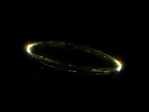 Gold light effect of luminous disk shape of bright circle line in motion. Stock Illustration