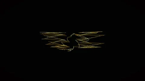 Gold light effects create abstract shapes in dark Stock Footage 340154302