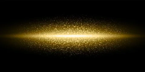 Gold light flash, glitter dust particles burst background, Vector golden shim Stock Illustration
