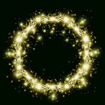 Gold light frames and elements on a dark background Stock Illustration