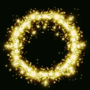 Gold light frames and elements on a dark background Stock Illustration