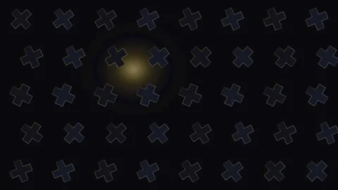 Gold light panning across dark geometric cross pattern background Stock Footage 335939177