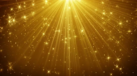 Gold light rays and stars loopable background 4k (4096x2304) Stock Footage 53340995