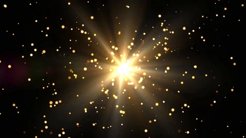 Gold light rays and stars. computer generated abstract motion background. 4k Stock Footage 99493312