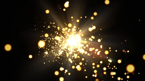 Gold light rays and stars. computer generated abstract motion background. 4k Stock Footage 99494035