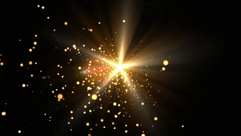 Gold light rays and stars. computer generated abstract motion background. 4k Stockbeeldmateriaal 99494161