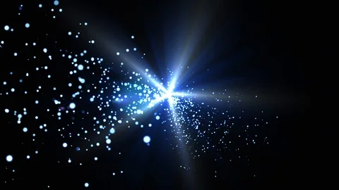 Gold light rays and stars. computer generated abstract motion background. 4k Stock Footage 99494256