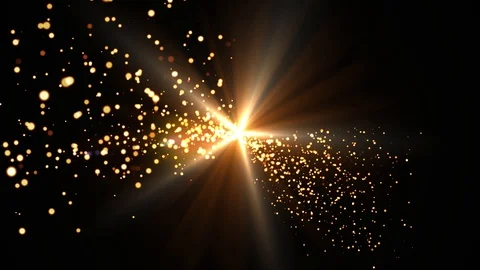 Gold light rays and stars. computer generated abstract motion background. 4k Stock Footage 99494328
