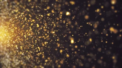 Christmas Golden Light Shine Particles Bokeh on Black Background