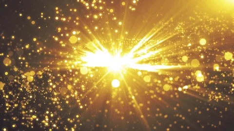 Gold light shine particles bokeh, holiday concept. Christmas animated golden  Video stock 82470414