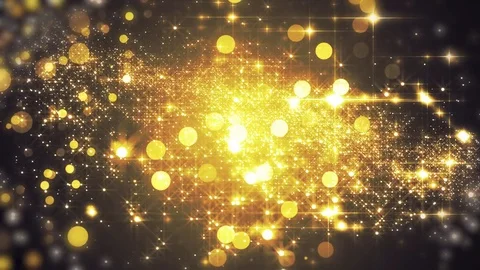 Gold light shine particles bokeh, holiday concept. Christmas animated golden  動画素材 82515041