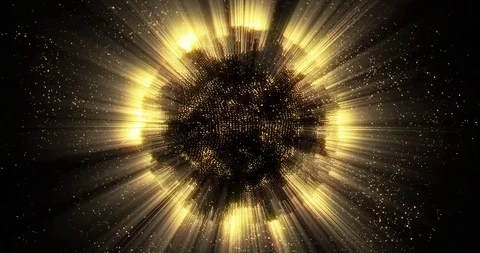Gold light sphere ball with glitter sparkles radiance and glowing shimmer Stock Footage 121384953