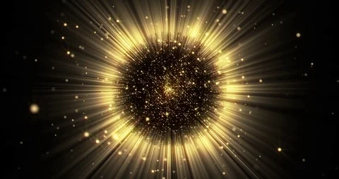 Gold light sphere ball with glitter sparkles burst and glowing shimmer radiance Stock Footage 121403521