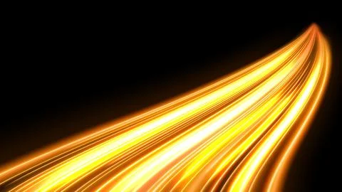 Gold Light Trails, Long Time Exposure Motion Blur Effect, Vector Illustration Stock Illustration