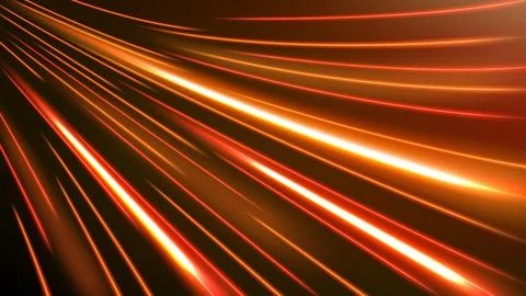 Gold Light Trails, Long Time Exposure Motion Blur Effect, Vector Illustration Stock Illustration