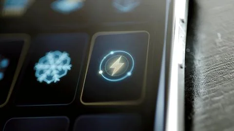 Gold lightning bolt inside luminous orbital rings Stock Photos