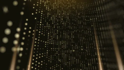 Gold lights rays stage scene for award winning event, abstract particle glitt Stock Footage 234134658
