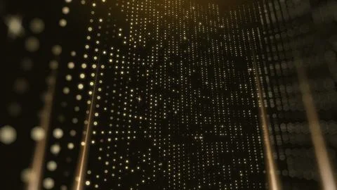 Gold lights rays stage scene for award winning event, abstract particle glitt Stock Illustration