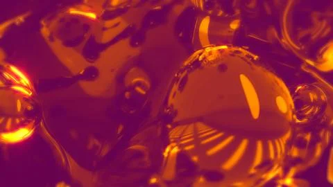 Gold limpid crystalline bubbles floating on rose backdrop Stock Illustration