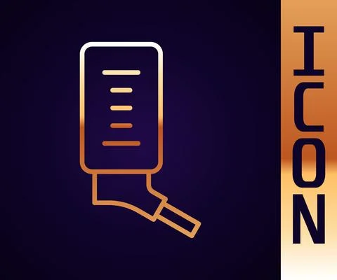 Gold line Automatic drinker for small pets icon isolated on black background Stock Illustration