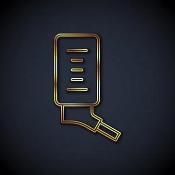 Gold line Automatic drinker for small pets icon isolated on black backgroun.. Illustrazione stock