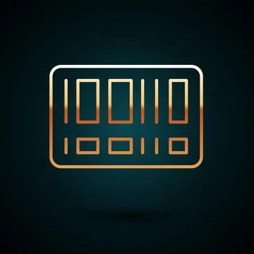 Gold line Barcode icon isolated on dark blue background. Vector Stock Illustration
