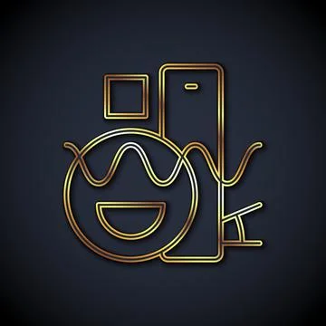 Gold line Basic geometric shapes icon isolated on black background. Vector Illustrazione stock