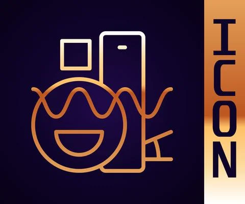 Gold line Basic geometric shapes icon isolated on black background. Vector Stock Illustration